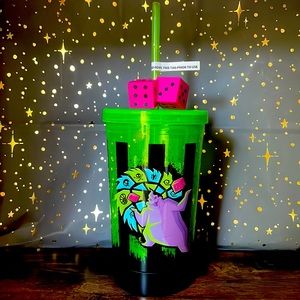 Disney Parks Oogie Boogie Bash Tumbler 2022 Light Up Cup Dice Straw